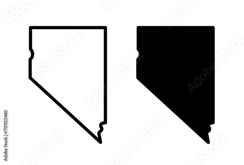 Nevada Map Vector Icon in black and white color.