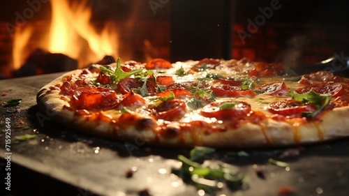 A close-up of a freshly baked pizza beautiful image Ai generated art