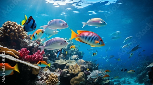 Breathtaking shot of the underwater world and tropical fish