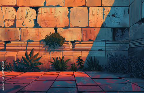 painted illustration of the western wall in jerusalem