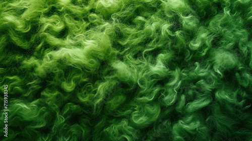 Abstract Texture of Green Sheep Wool. Embodying the Spirit of Saint Patrick's Day. Animal Wool Fibers Texture. Symbolizing Luck and Celebration