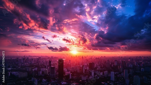 amazing sunset Skyline view for the city 