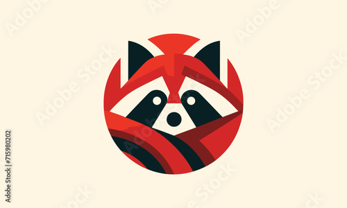 geometrical red racoon vector logo 