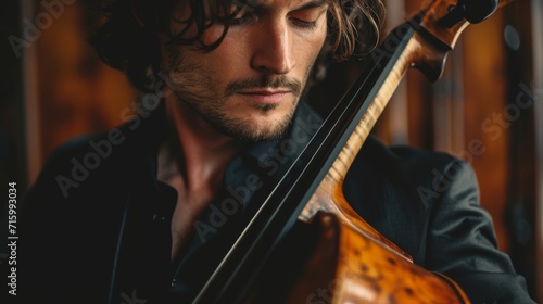 A passionate musician captivates with his masterful performance on the violin, evoking the timeless beauty and soulful melodies of classical music