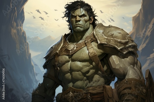 Hulking half-orc warrior - Generative AI