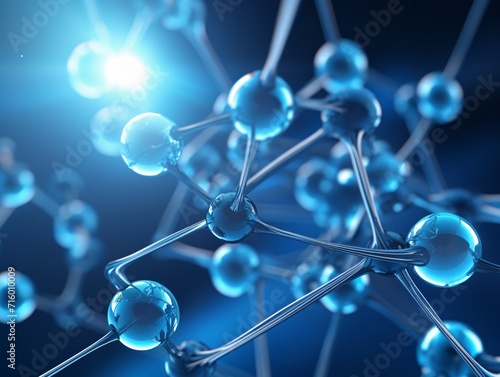 A close-up of a blue and clear liquid, possibly a chemical compound or a biological substance, with a bright light illuminating it. Generative AI