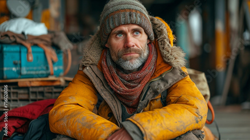 Portrait of a Homeless, Poor Man