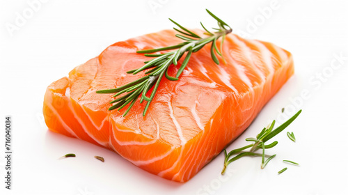smoked salmon slices and dill on white background. Ai Generative