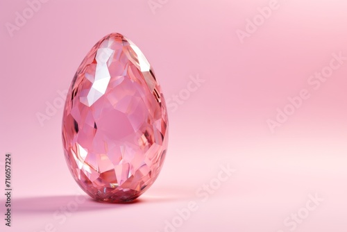 An easter surprise awaits in the form of a sparkling pink crystal egg, resting delicately on a matching background, perfect for gifting or displaying as a unique paperweight