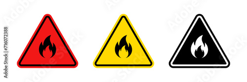 Warning fire icon set