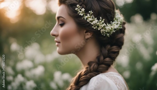 Fishtail Braid Crown, an intricately woven fishtail braid crown, set in an outdoor