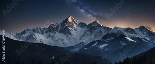  Snow-Capped Mountains under Starry Sky, an HDR image capturing the majesty of snow-capped 