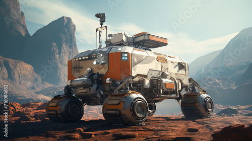 a rugged solar powered exploration rover on the rock