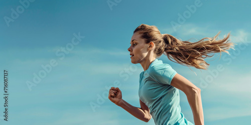 A young lady running, generative AI