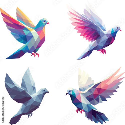 set collection vector bird pigeon dove