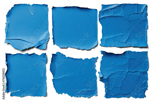 torn blue paper isolated on white background