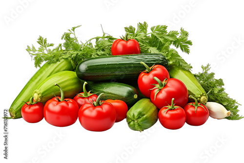 collection of vegetables including zucchini, Isolated on transparent PNG background, Generative ai