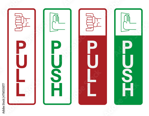 Pull and push the door sign. vector illustration.