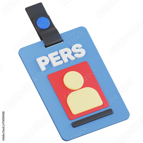 3d Pers id card icon illustration with isolated background