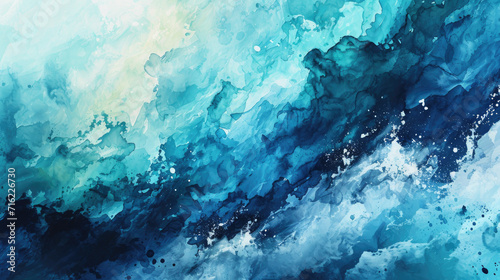 Abstract watercolor background with a combination of navy blue and sea green