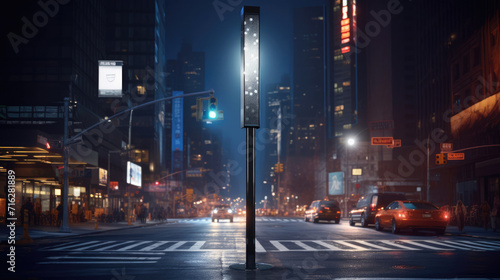 A smart streetlight with built-in sensors that adjust lighting levels based on pedestrian and vehicular traffic, enhancing safety and energy efficiency