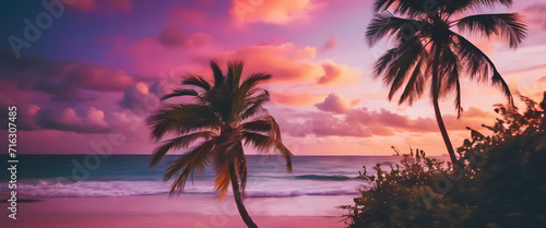 Sunset Serenity: HD Wallpapers of Crystal Clear Beach, Colorful Dream Sky, Universe Beyond, High Contrast, Saturated Colors, Palm Trees in Breeze, Dreamy Destination, Seascape Paradise.