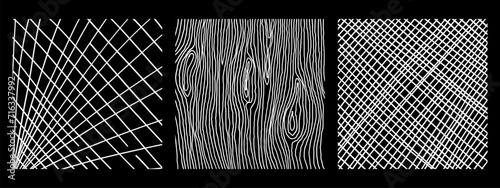 Set of textures with different patterns. Hand drawn line texture set.