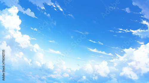 アニメ調の青空と雲「AI生成画像」