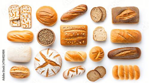 Fresh bread creative layout isolated on white background