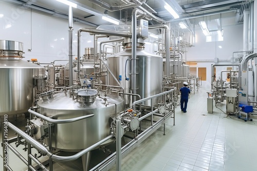 Modern Dairy Factory: Process of Making Dairy Products Pasteurization