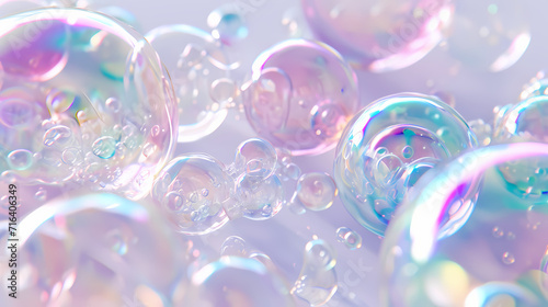 Pink and Blue Shiny Bubbles with Color Gradations