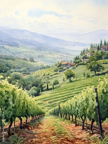 Timeless Tuscan Vineyards: Watercolor Landscape & Vineyard Sketches