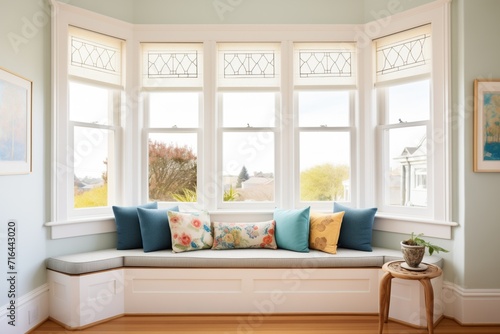 bay window with seat and cushion in victorian interior
