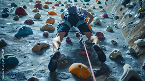 An indoor rock climbing session focusing on a climbers strength and agility.
