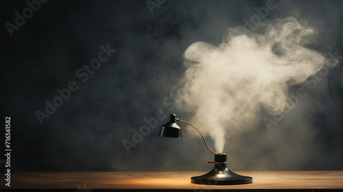 Desk lamp in smoke
