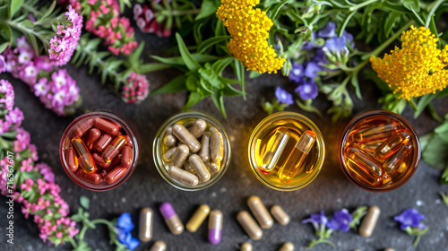 Alternative medicine herbal organic background. 