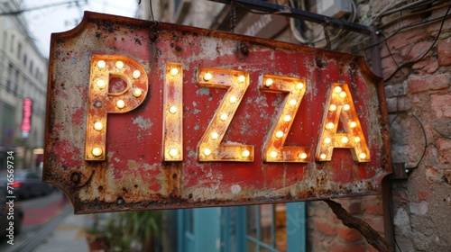 Enseigne rétro "PIZZA" : charme vintage urbain