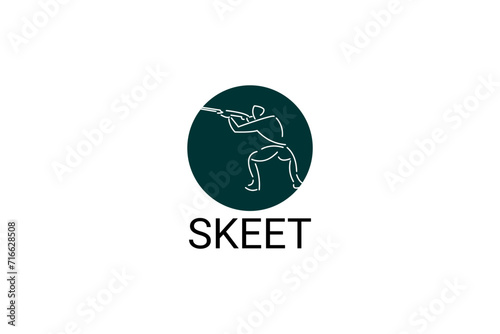 skeet sport vector line icon. an athlete posing for a shot. sport pictogram, vector illustration.