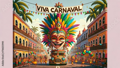 Illustration of goa carnival in cartoon style.