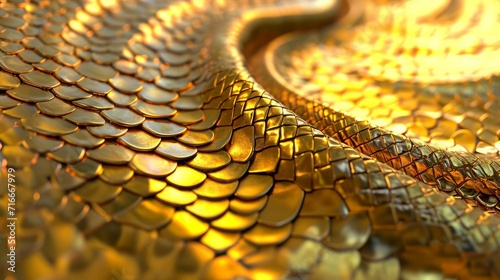 looping 3d animation, abstract background with gold snake loops, shiny metallic dragon scales texture 
