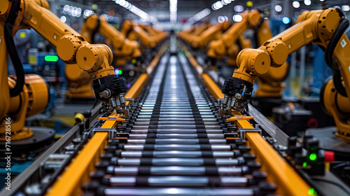 Robots carrying out monotonous and labor intensive operations on the production line