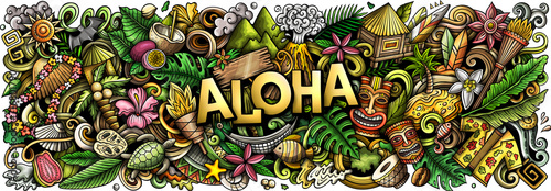 Aloha word cartoon banner design
