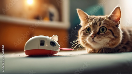 Giochi Divertenti- Gatto Carino dagli Occhi Grandi che Gioca con un Mouse a Casa