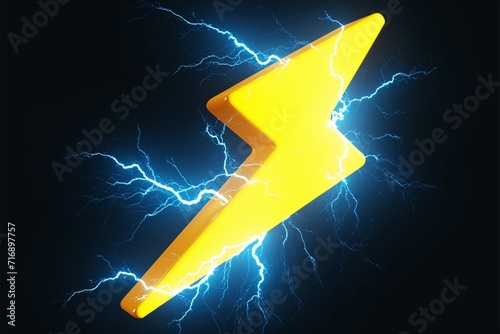 Clipart 3D minimal lightning icon Electric discharge symbol Technology illustration on White Background
