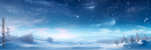 Winter snowy background, landscape with white snowdrifts and snowflakes