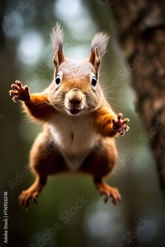 Lustiges springendes Eichhörnchen