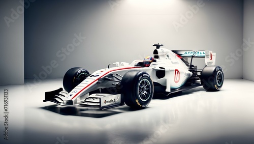 race car, Formula 1 on a white abstract background and professional lighting. sports