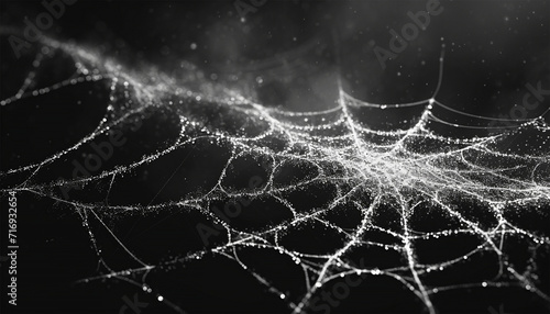 Spiderweb on black background. Scary spooky Cobweb. Isolated on black transparent background. Spiderweb for halloween, spooky, scary, horror decor Abstract horror background design