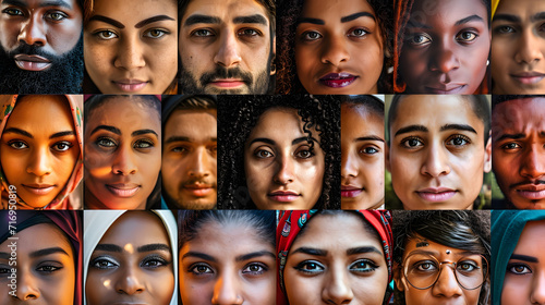 A photo collage of diverse human faces celebrating multiculturalism and the beauty of human diversity.