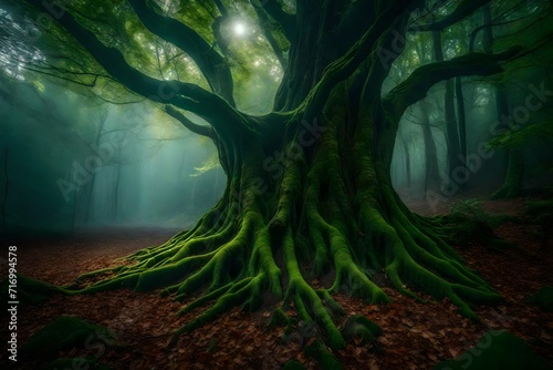 Explore the mystical forest of Ents and Dryads, where ancient trees come to life and ethereal beings dance among the leaves
